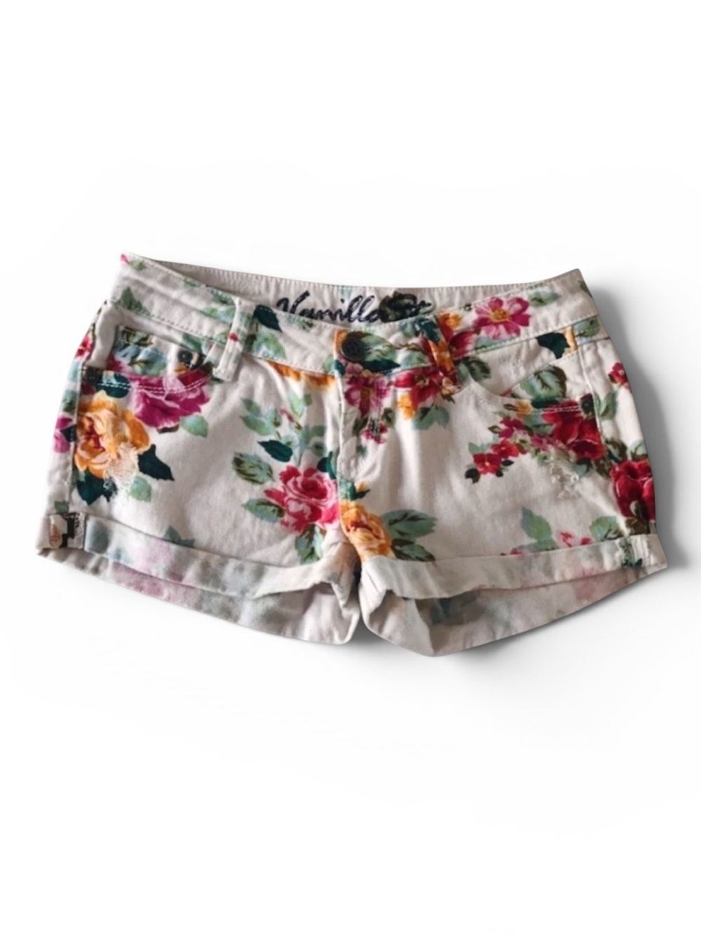 VANILLA STAR Floral Print Denim Shorts Size 5